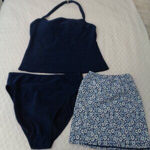 LAND'S END FAILLE TANKINI + MATCHING SKIRT